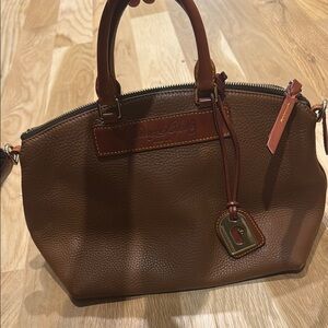 Dooney & Bourke Brown Leather Satchel with Brass Hardware